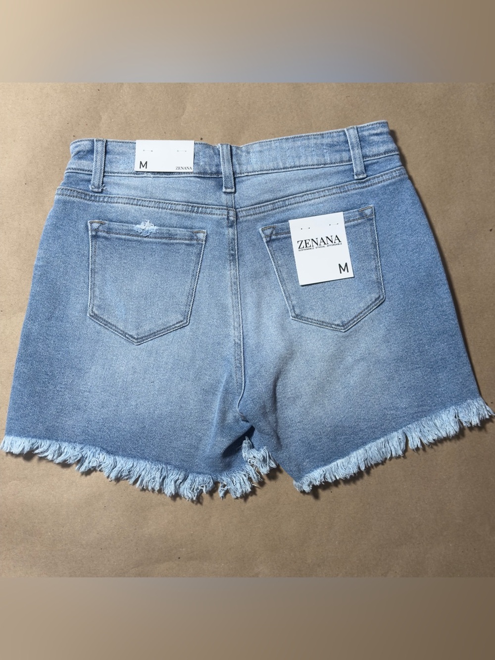 Zenana Outfitters Light Blue Frayed Hem Denim Shorts